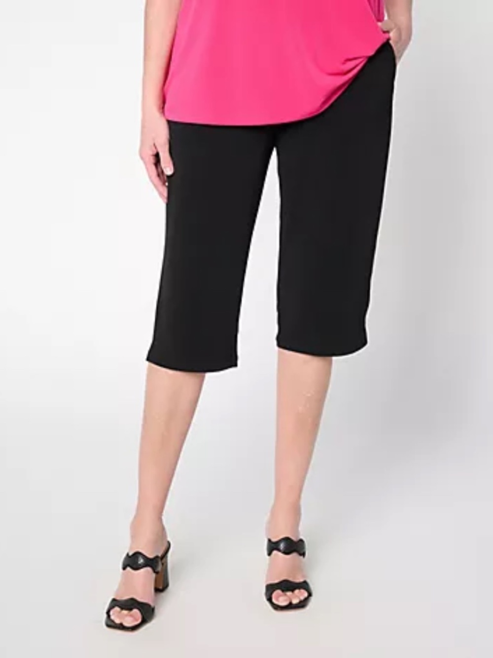 Susan Graver Petite Liquid Knit Straight-Leg Pedal Pusher, Blk Sz PXS a728317